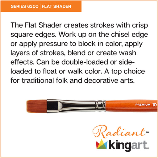 KINGART® Radiant™ 6300 Shader Series Premium Golden Synthetic Brushes for Acrylic, Oil and Watercolor - Premium - KINGART®