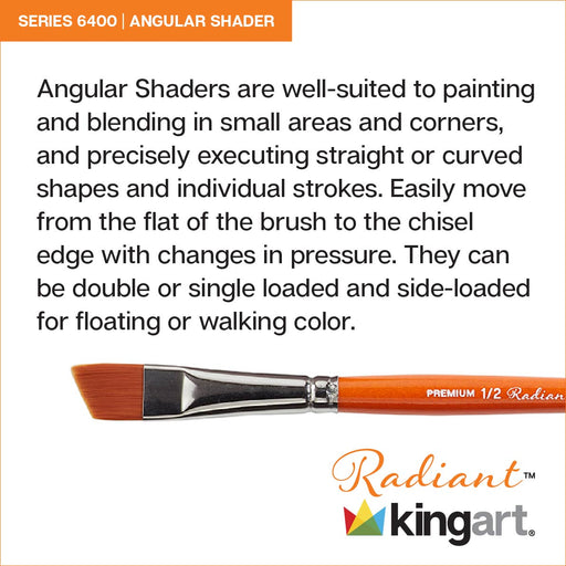 KINGART® Radiant™ 6400 Angle Shader Series Premium Golden Synthetic Brushes for Acrylic, Oil and Watercolor - Premium - KINGART®