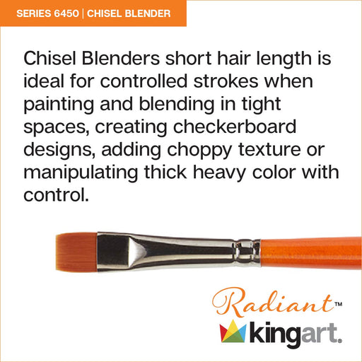 KINGART® Radiant™ 6450 Chisel Blender Series Premium Golden Synthetic Brushes for Acrylic, Oil and Watercolor - Premium - KINGART®