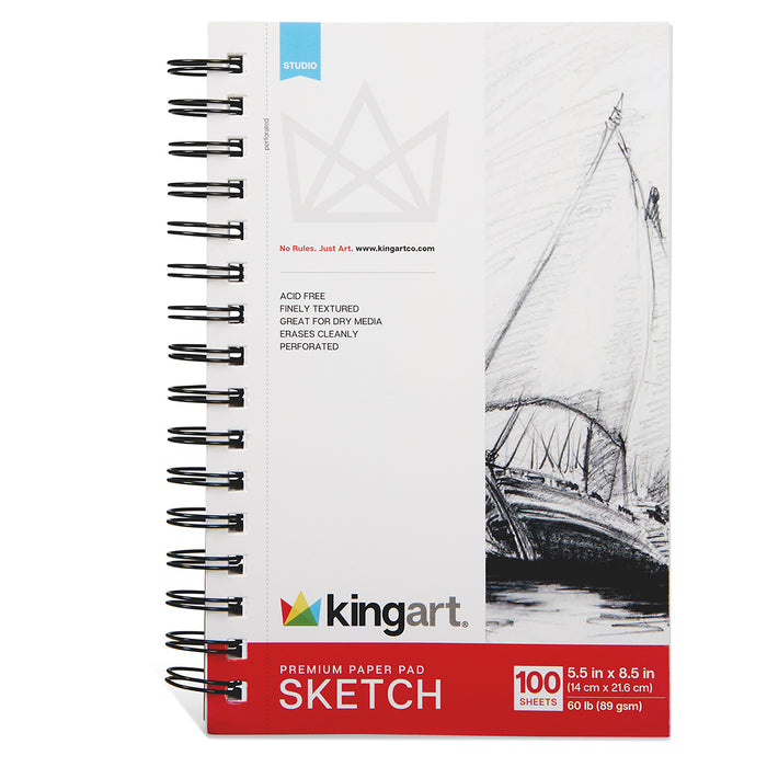 Sketch Pad Spiral Bound, 5.5 x 8.5 Inches, 100-Sheet, 60lb/89 gsm