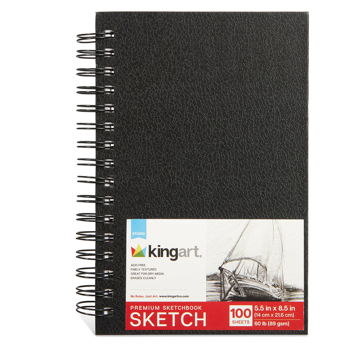 Hardcover Spiral Sketchbook, 5.5 x 8.5 Inches, 100-Sheets