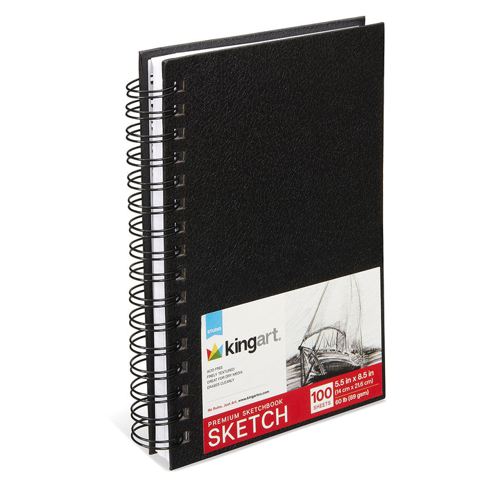 Hardcover Spiral Sketchbook, 5.5 x 8.5 Inches, 100-Sheets