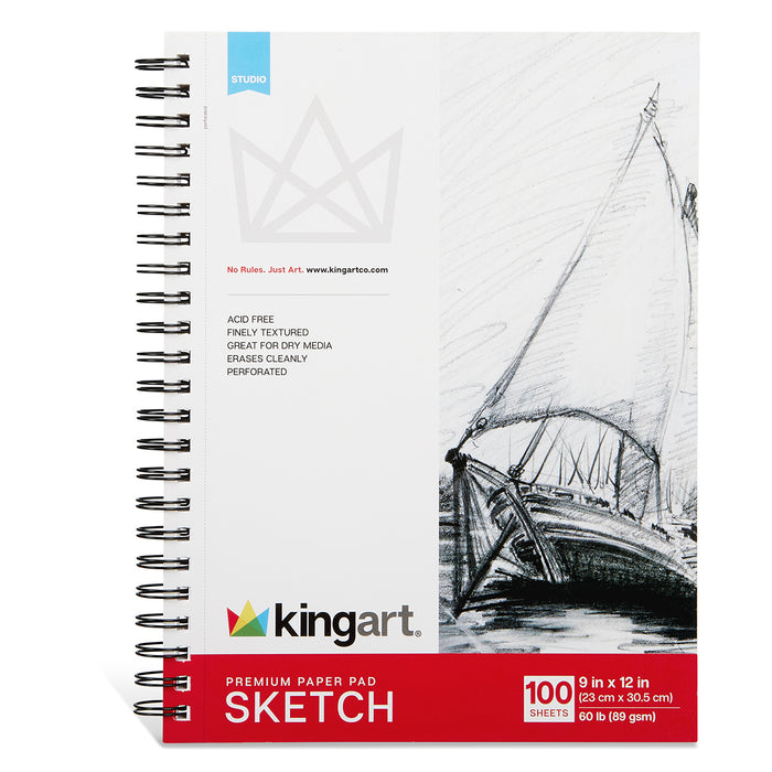 Sketch Pad Spiral Bound, 9 x 12 Inches, 100-Sheets