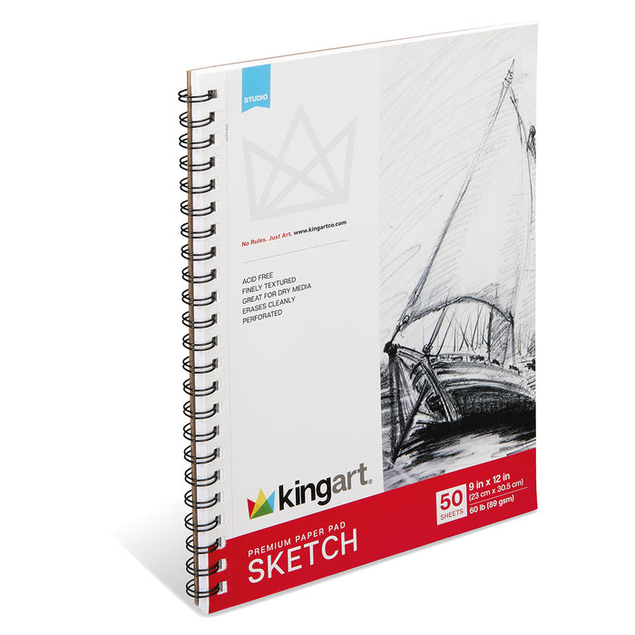 Sketch Pad Spiral Bound, 9 x 12 Inches, 50-Sheets