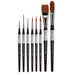 KINGART® Precision™ Series Amber Taklon Brushes, Ergonomic Comfort Handle, Gift Box, Set of 8 - Premium - KINGART®