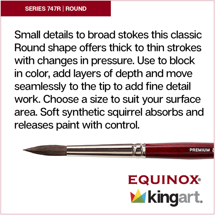 KINGART® Equinox™ Premium 747R Round Series Watercolor Artist Brushes, Soft Synthetic Squirrel Hair - Premium - KINGART