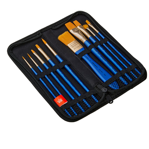 KINGART® Acrylic Brush Set in Travel Case, Set of 10 -  - KINGART