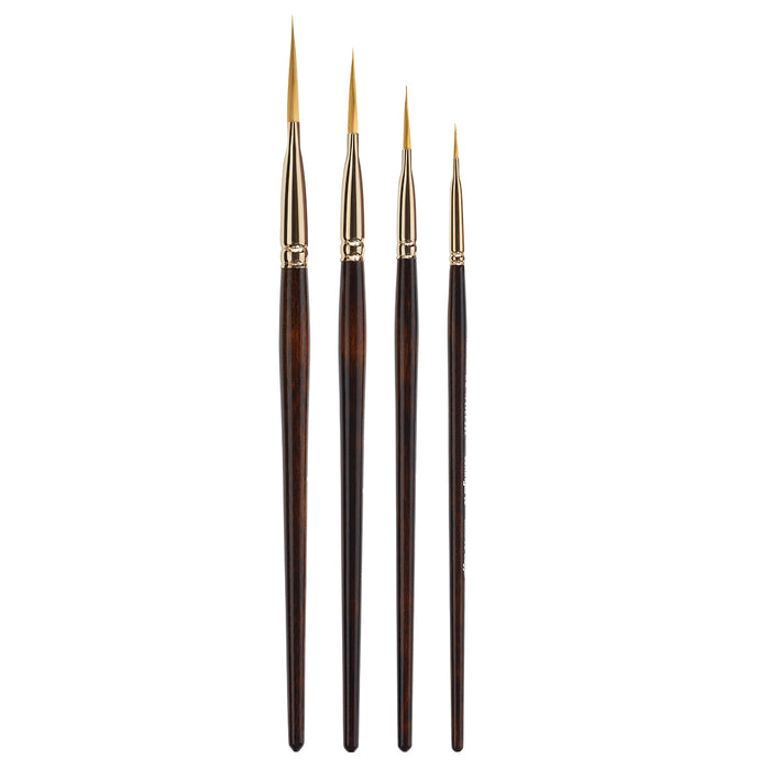 KINGART® Finesse™ 8800 Dagger Series Kolinsky Sable Synthetic Blend Premium Watercolor Artist Brushes, Set of 4 (Sizes: 1/8, 1/4, 3/8, 1/2) -  - KINGART