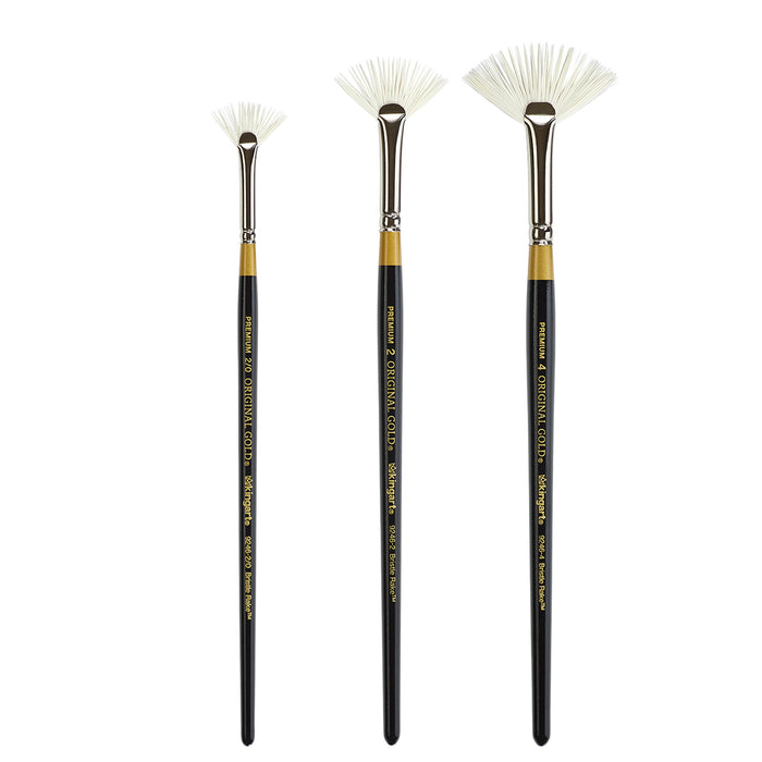 Original Gold® 9246 Rake™ Fan Synthetic Bristle Brushes, Set of 3