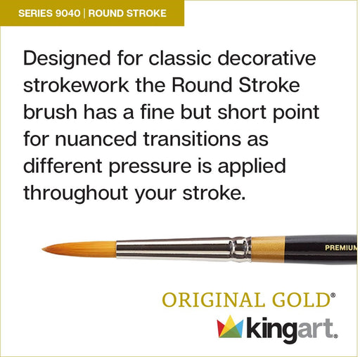 KINGART® Original Gold® 9040 Round Stroke™ Series Premium Golden Taklon Multimedia Artist Brushes, Set of 7 - Premium - KINGART®