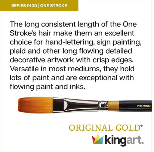 KINGART® Original Gold® 9100 One Stroke Series Premium Golden Taklon Multimedia Artist Brushes, Set of 5 - Premium - KINGART®