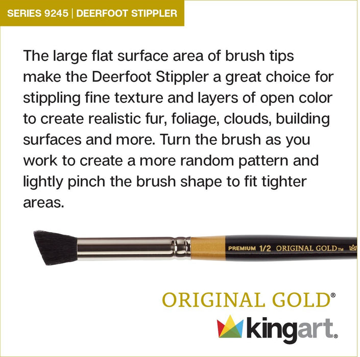 KINGART® Original Gold® 9245 Russian Fitch Deerfoot Stippler Series, Set of 4 Sizes (1/8, 1/4, 3/8, 1/2) - Premium - KINGART