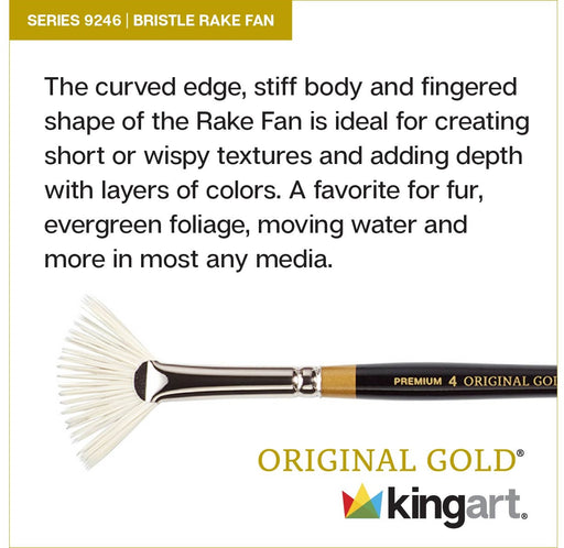 KINGART® Original Gold® 9246 Rake™ Fan White Synthetic Bristle Series Premium Multimedia Artist Brushes - Premium - KINGART®