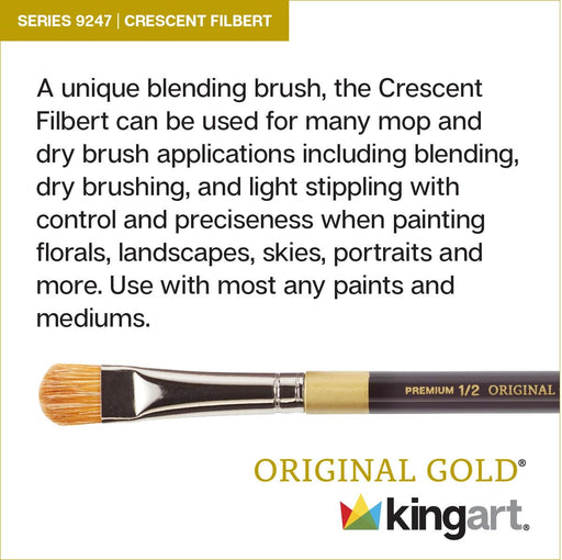 KINGART® Original Gold® 9247 Crescent Filbert Synthetic Blend Series Premium Multimedia Artist Brushes, Set of 4 - Premium - KINGART®