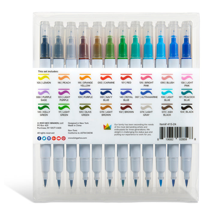 KINGART® Twin-Tip™ Sketch Markers, Set of 24 Unique & Vivid Colors - Studio - KINGART