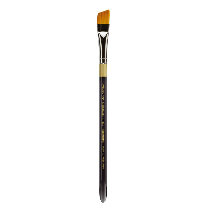 KINGART® Original Gold® 9400A Angle Shader Series, Aqua Acrylic Handle, Premium Golden Taklon Multimedia Artist Brushes - Premium - KINGART