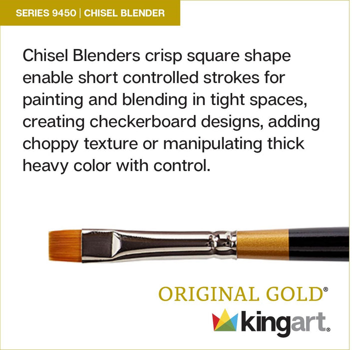 KINGART® Original Gold® 9450 Chisel Blender Series, Premium Golden Taklon Multimedia Artist Brushes - Premium - KINGART®