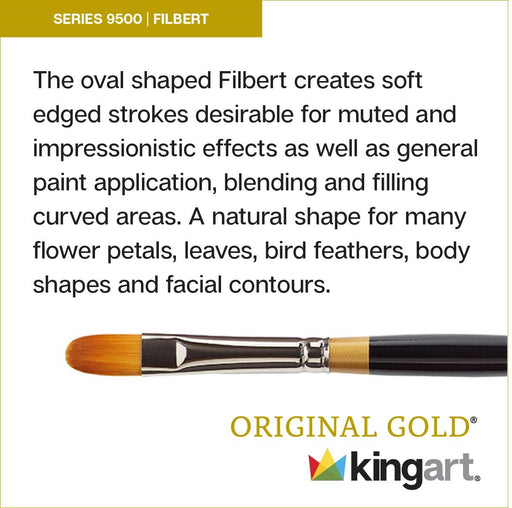 KINGART® Original Gold® 9500 Filbert Series, Premium Golden Taklon Multimedia Artist Brushes, Set of 5 - Premium - KINGART®