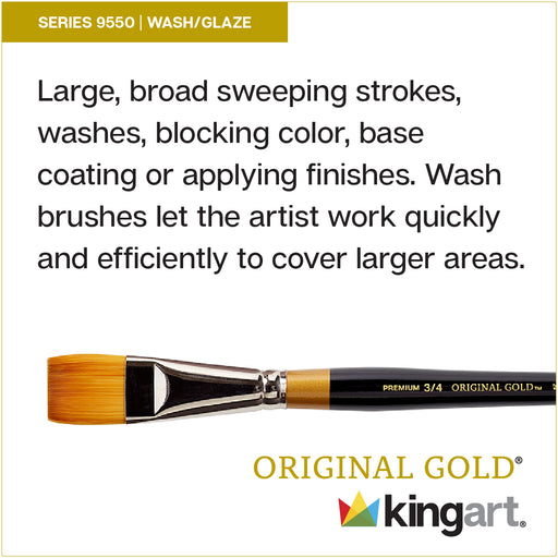 KINGART® Original Gold® 9550 Wash Glaze Series, Premium Golden Taklon Multimedia Artist Brushes - Premium - KINGART®