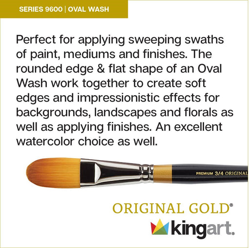 KINGART® Original Gold® 9600 Oval Wash Series, Premium Golden Taklon Multimedia Artist Brushes - Premium - KINGART®