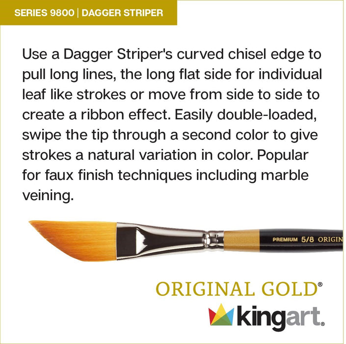 KINGART® Original Gold® 9800 Dagger Series, Premium Golden Taklon Multimedia Artist Brushes, Set of 4 - Premium - KINGART®