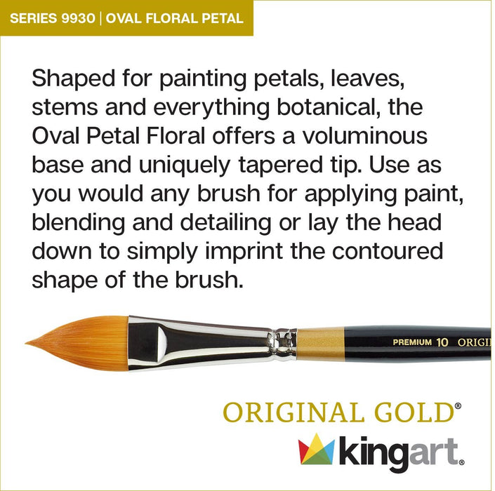 KINGART® Original Gold® 9930 Oval Floral Petal Series, Premium Golden Taklon Multimedia Artist Brushes, Set of 4 - Premium - KINGART®