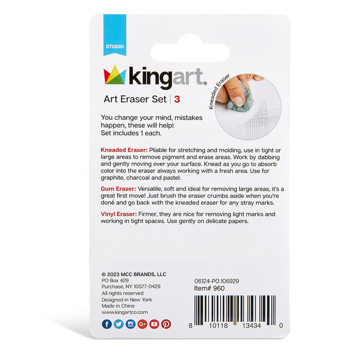 KINGART 3 PC. ERASER SET -  - KINGART