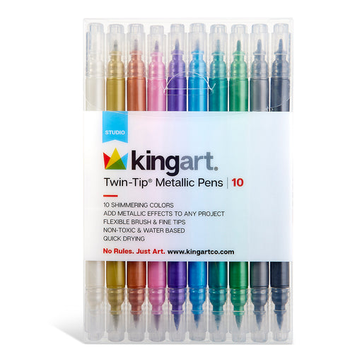 KINGART® Studio Twin-Tip™ Metallic Pens, Set of 10 Unique Vivid Colors - Studio - KINGART®