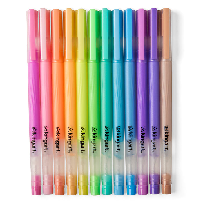 KINGART® Pastel & Opaque Gel Pens, Scrapbook, Journals, or Drawing, Colored Ink, Medium Line , Set of 12 Unique Shades - Studio - KINGART