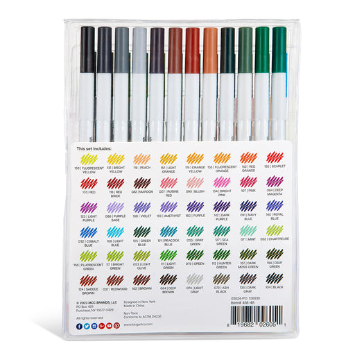 KINGART® Fine Line Color Ink Pens, Set of 48 Unique Colors, Tip Size 0.4 mm - Studio - KINGART®