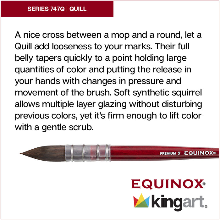 KINGART® Equinox™ Premium 747Q Quill Series Watercolor Artist Brushes, Soft Synthetic Squirrel Hair -  - KINGART