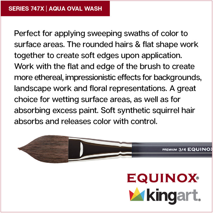 KINGART® Equinox™ Premium 747X Aqua Oval Wash Series Watercolor Artist Brushes, Soft Synthetic Squirrel Hair - Premium - KINGART