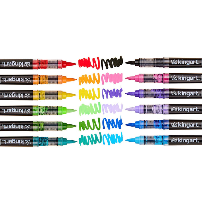 PRO Acrylic Brush Pens, 12 Vibrant Colors, Flexible Tip with Blendable Ink