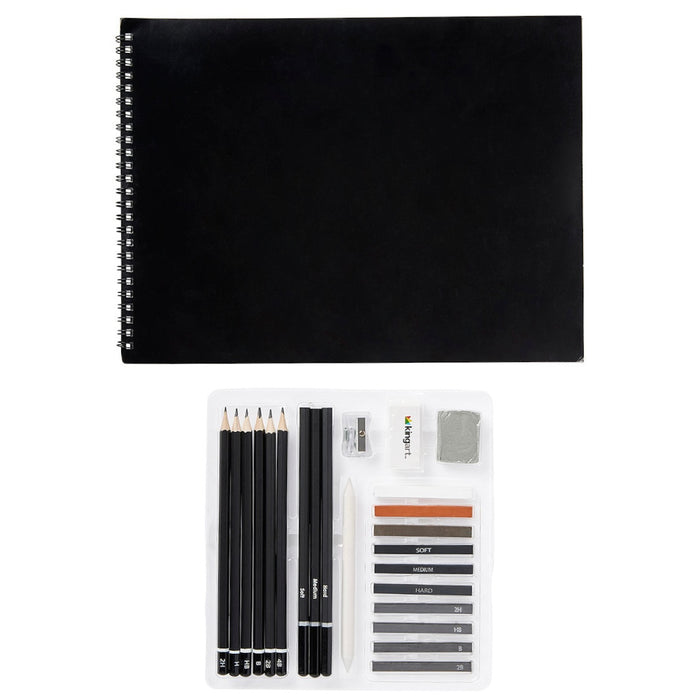 Sketching & Drawing Set, 24 Piece Sketchbook & Pencil Set