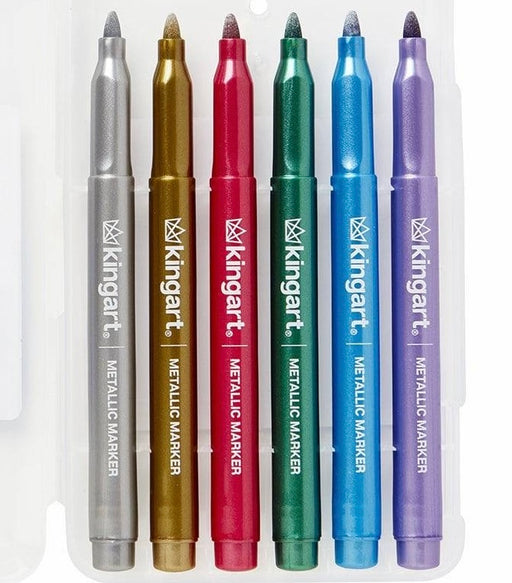 KINGART® Metallic Markers with Travel Case, Set of 6 Colors - Studio - KINGART®