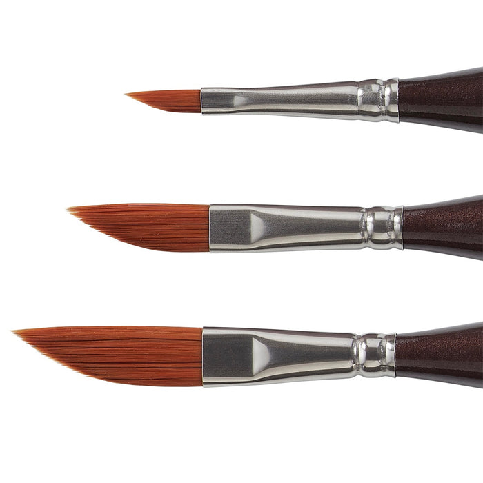 KINGART® Precision™ Premium 2800 Dagger Series Artist Brushes, Synthetic Amber Taklon, Ergonomic Comfort Handle, Set of 3 (Sizes: 1/8, 1/4, 3/8) -  - KINGART