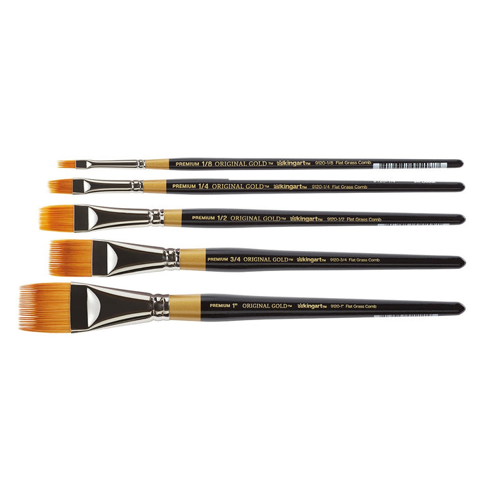 Original Gold® 9120 Rake™ Premium Golden Taklon Brushes, Set of 5