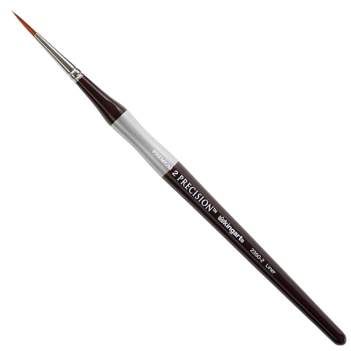 KINGART® Precision™ Premium 2350 Liner Series Artist Brushes, Synthetic Amber Taklon, Ergonomic Comfort Handle -  - KINGART