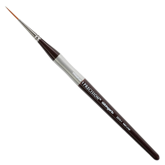 KINGART® Precision™ 2370 Mid-Length Liner Series Amber Taklon Brushes, Ergonomic Comfort Handle Premium Artist Brushes -  - KINGART