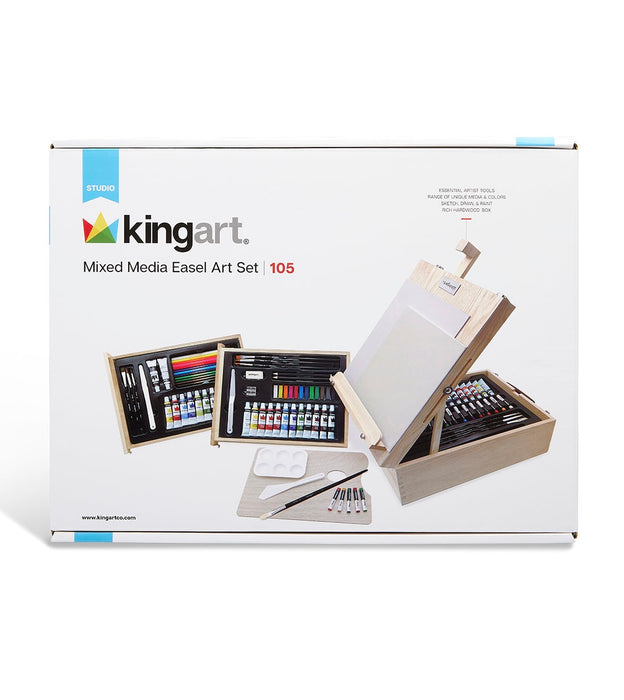 KINGART® Mixed Media Table-Top Sketchbox Easel Art Set