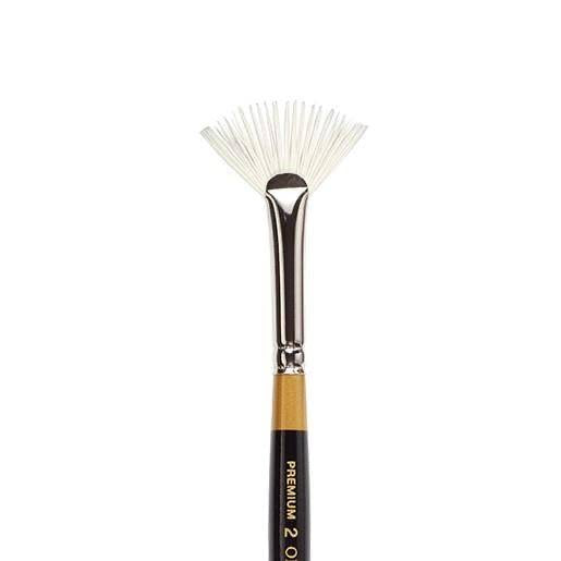 KINGART® Original Gold® 9246 Rake™ Fan White Synthetic Bristle Series Premium Multimedia Artist Brushes, Set of 3