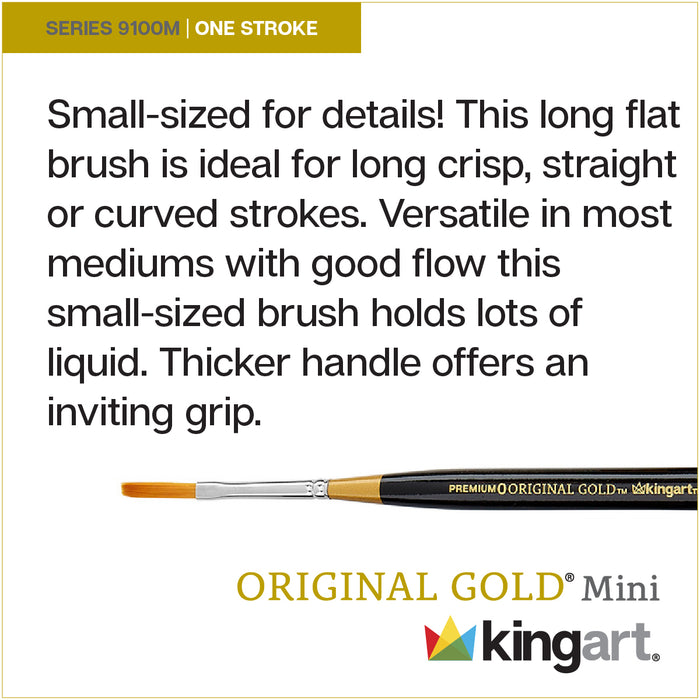 KINGART® Original Gold® 9100M One Stroke Mini Handle Micro Detail Series, Premium Golden Taklon Multimedia Artist Brushes - Premium - KINGART