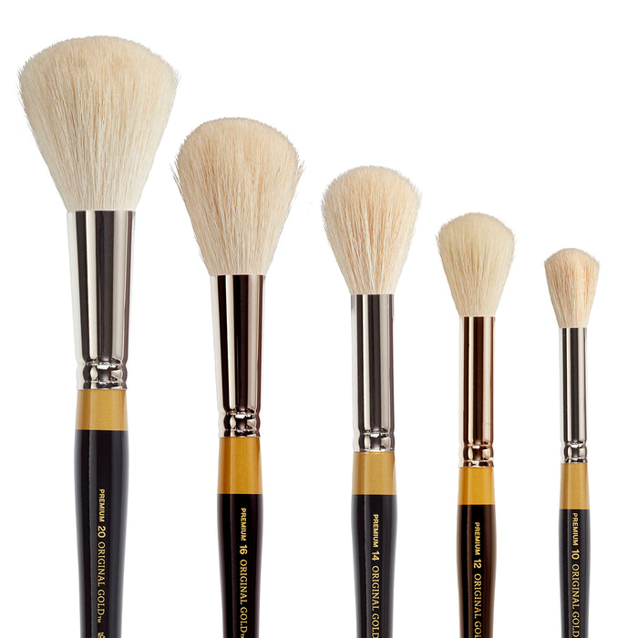 KINGART® Original Gold® 9265 Round Mop Super Soft Natural Goat Hair Series Premium Multimedia Artist Brushes, Set of 5 Sizes - Premium - KINGART