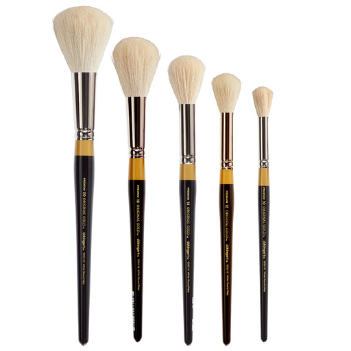 KINGART® Original Gold® 9265 Round Mop Super Soft Natural Goat Hair Series Premium Multimedia Artist Brushes, Set of 5 Sizes - Premium - KINGART