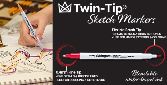 KINGART® Studio Twin-Tip™ Sketch Markers, Set of 24 Unique & Vivid Colors - Studio - KINGART