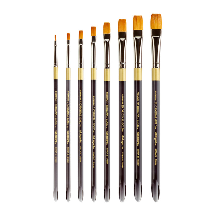 KINGART® Original Gold® Aqua Acrylic Handle Series, Premium Golden Taklon, Multimedia Artist Brushes, Gift Box, Set of 8 - KINGART