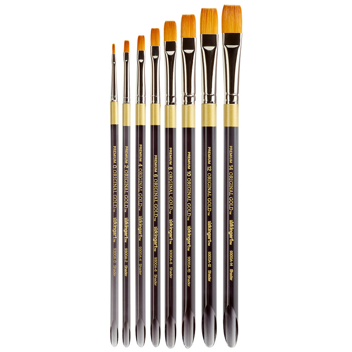 KINGART® Original Gold® Aqua Acrylic Handle Series, Premium Golden Taklon, Multimedia Artist Brushes, Gift Box, Set of 8 - KINGART