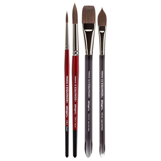 KINGART® Equinox™ Series Soft Synthetic Squirrel Premium Watercolor Artist Brushes, Set of 4 - Premium - KINGART®