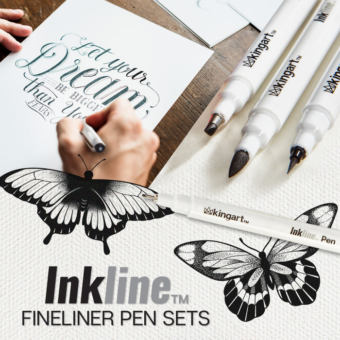 KINGART® Inkline™ Fine Line Art & Graphic Pens, Archival Japanese Ink, Set of 16 Unique Nibs - Pro - KINGART®