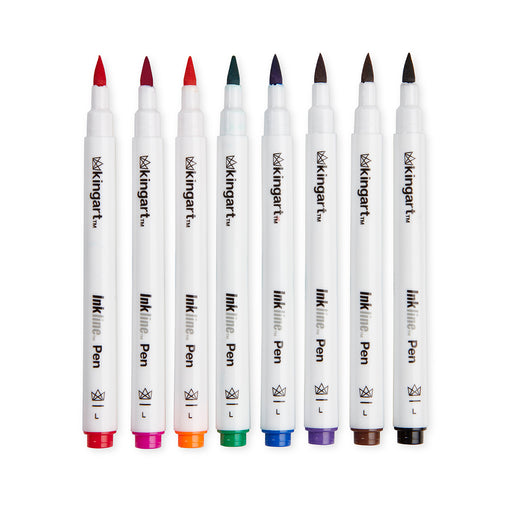 KINGART® Inkline™ Fine Line Art & Graphic Pens, Archival Ink, Set of 8 Unique Colors, Large Fine Point - KINGART